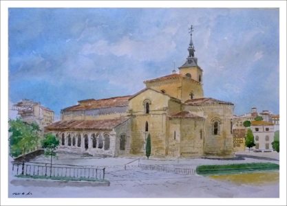 Acuarela de la ciudad de Segovia