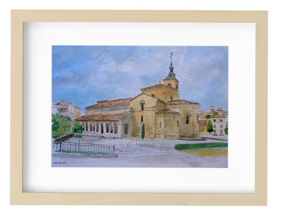 Cuadro en acuarela de la iglesia de San Millán en Segovia
