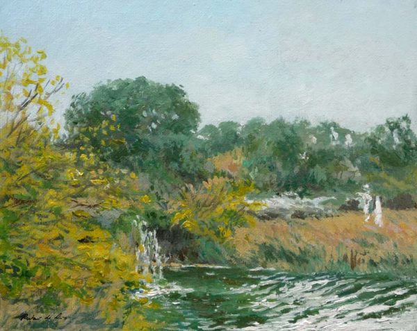 Paisaje al oleo de las Lagunas de Ruidera en Ciudad Real