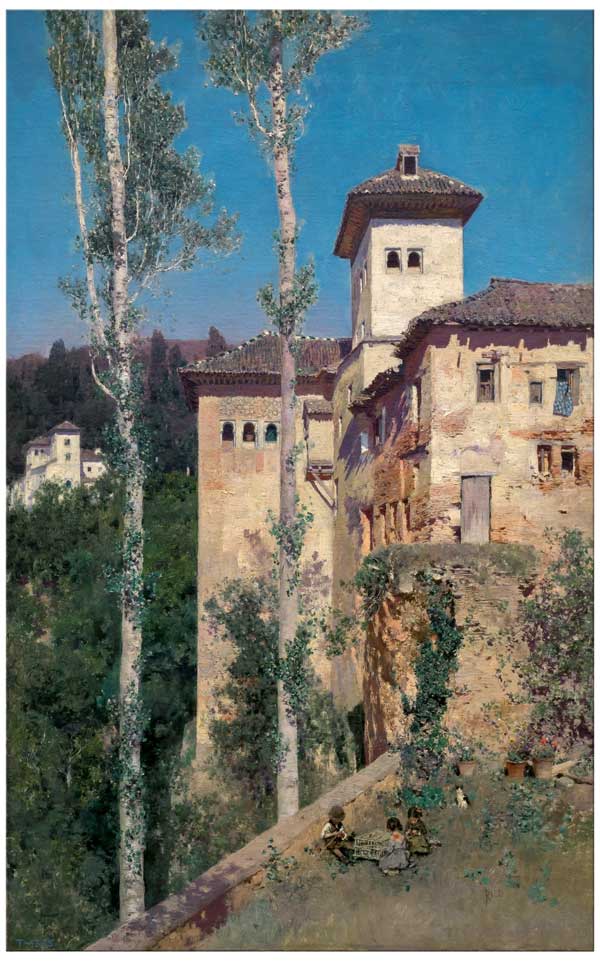 Cuadro al oleo de la Torre de las Damas de Martín Rico y Ortega