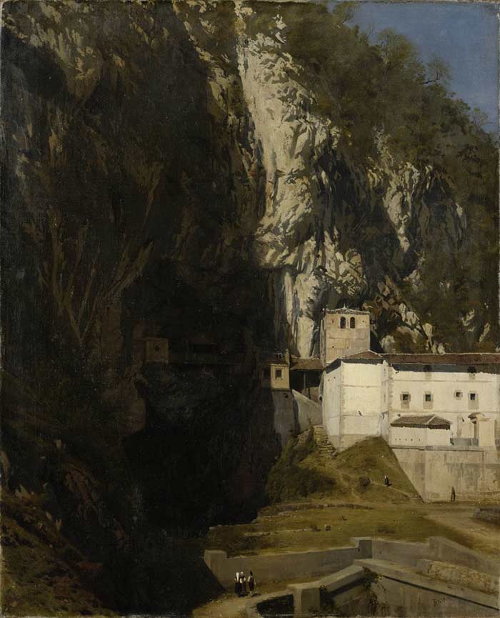 Cuadro al oleo del Santuario de Covadonga de Martín Rico y Ortega