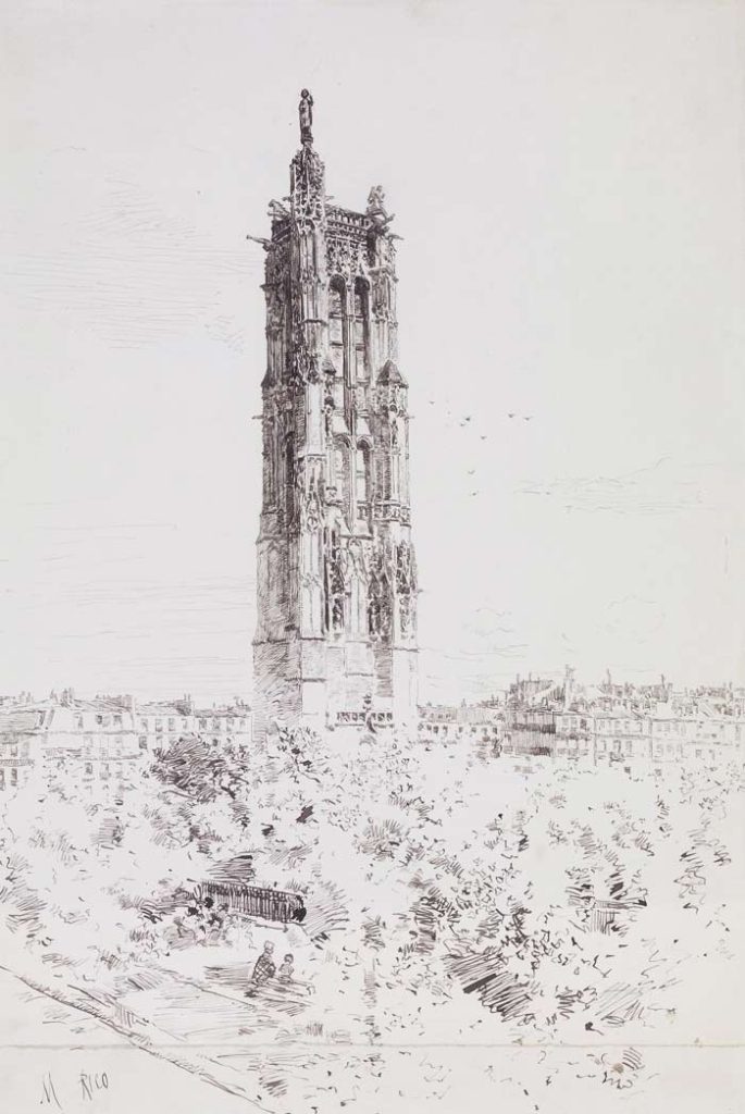 Dibujo de Martín Rico y Ortega