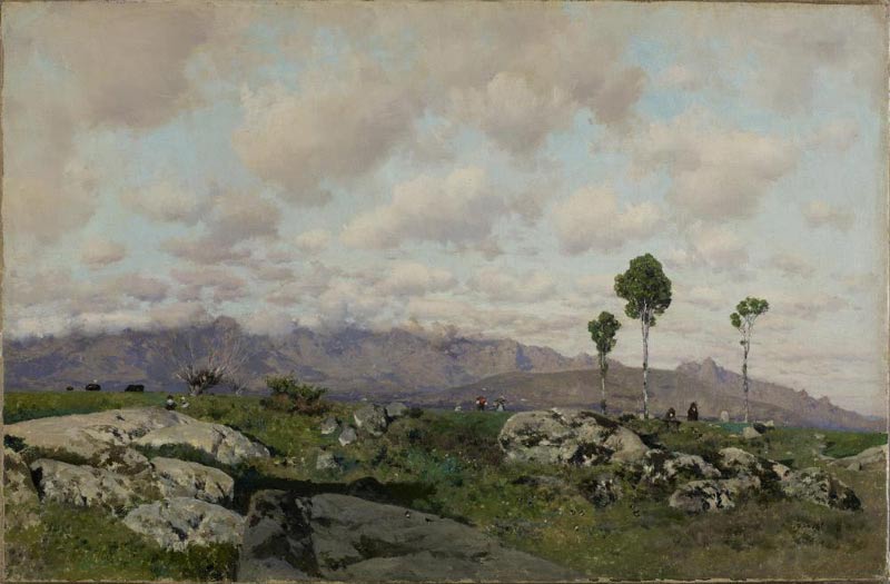 Cuadro al oleo de un paisaje de la Sierra de Guadarrama del pintor Martín Rico y Ortega