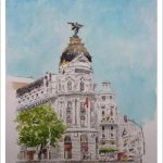 Acuarela del edificio Metropolis de Madrid