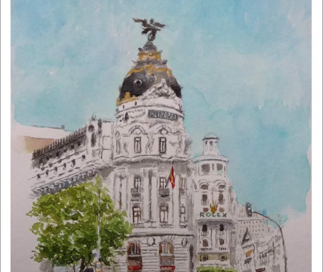 Acuarela del edificio Metrópolis