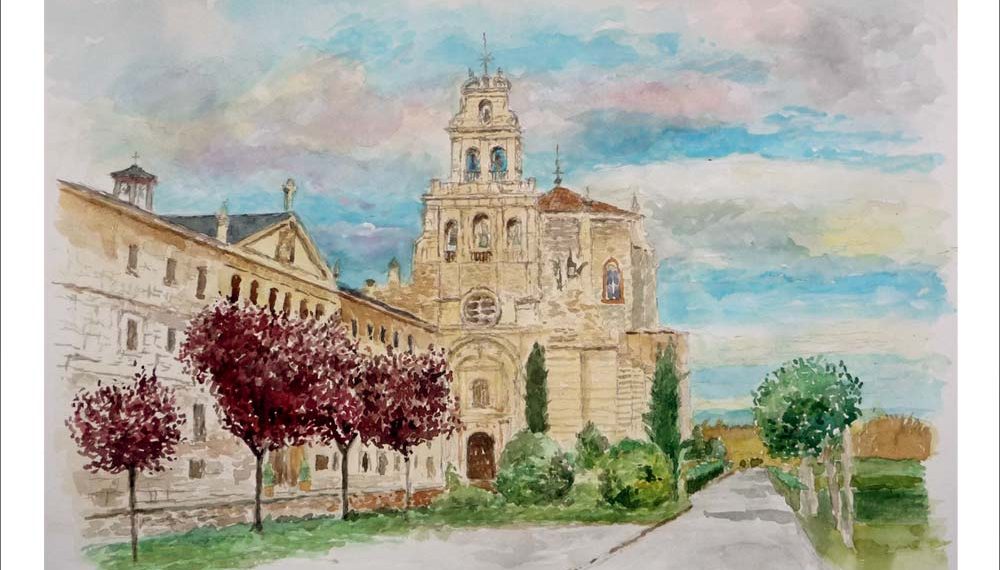 Acuarela del monasterio de Nuestra Señora de la Vid en Burgos pintada por Rubén de Luis