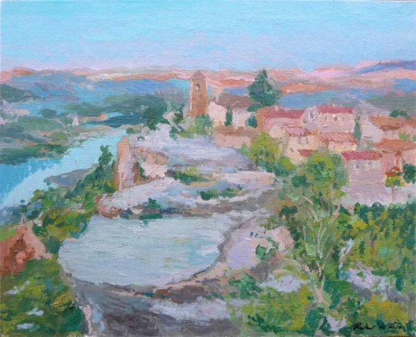 Cuadro al oleo de un paisaje de Siurana en Tarragona del pintor Rubén de Luis