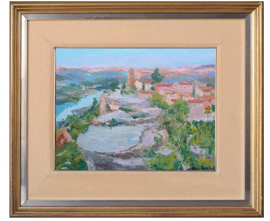 Cuadro al oleo de un paisaje de Siurana, Tarragona del pintor Rubén de Luis
