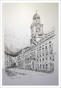 Dibujo de la Puerta del Sol, Madrid