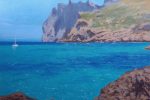 Cuadro al oleo de un paisaje del Cabo Formentor desde la Cala Sant Vicenç en Mallorca pintado por Rubén de Luis