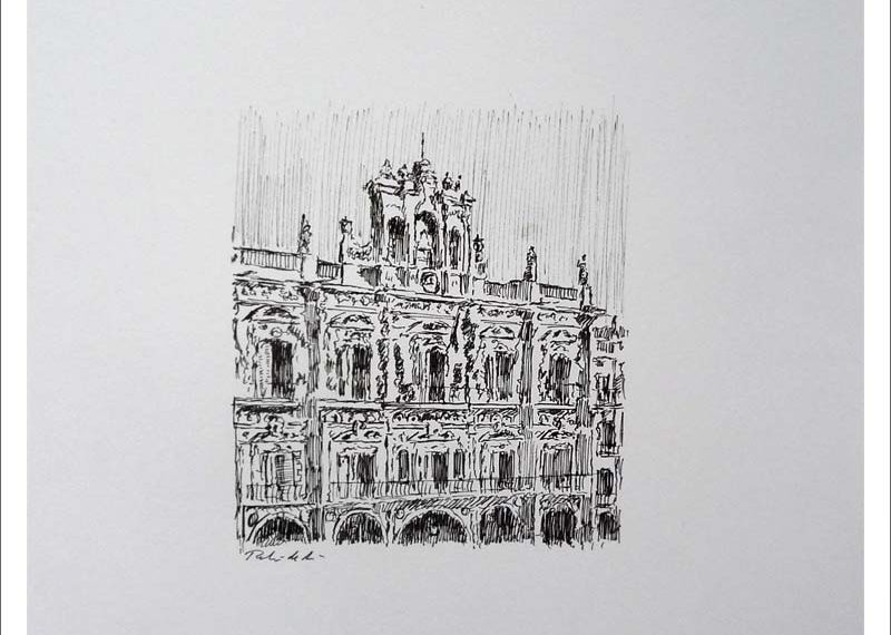 Dibujo de la Plaza Mayor de Salamanca