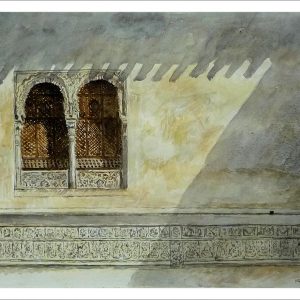 Acuarela de un rincón de la Alhambra de Granada 50x35 cms.