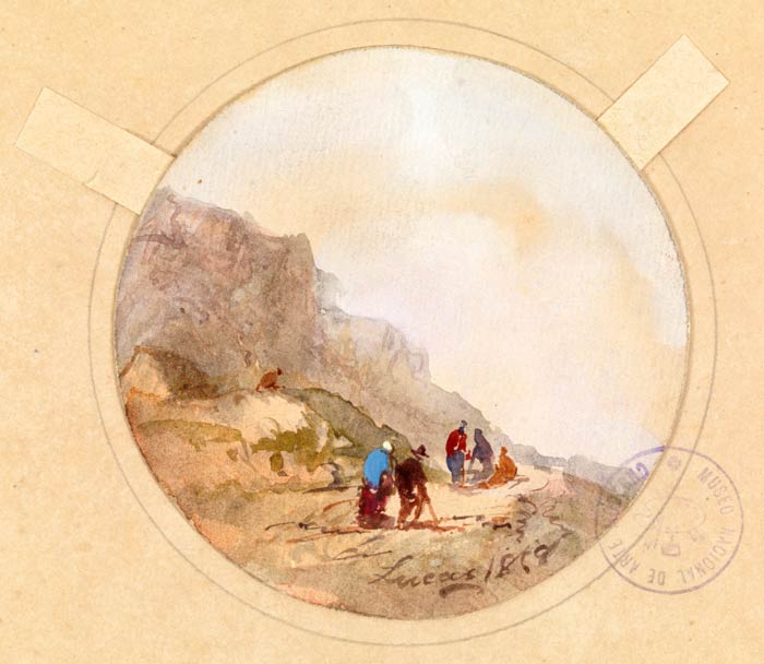 Acuarela de un paisaje de Eugenio Lucas Velázquez Acuarela de Eugenio Lucas Velázquez