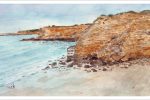 Acuarela de una playa de Conil de la Frontera del pintor Rubén de Luis