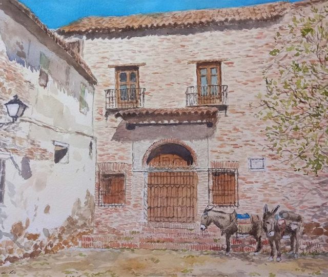 Acuarela de un rincón de Toledo realizada por Rubén de Luis