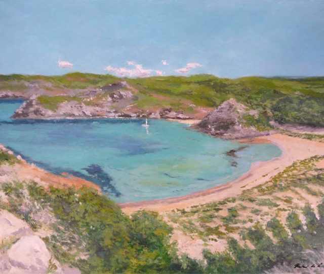 Cuadro al oleo de la cala Mongofre en Menorca