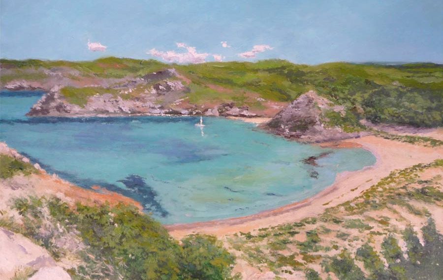 Cuadro al oleo de la cala Mongofre en Menorca
