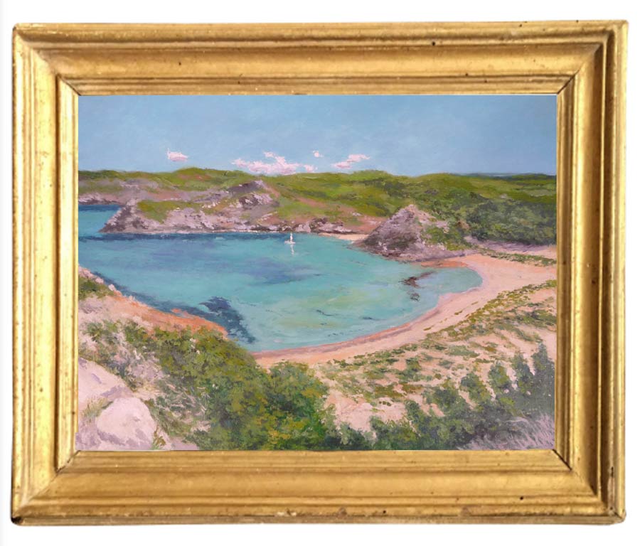 Cuadro al oleo de la cala Mongofre en Menorca