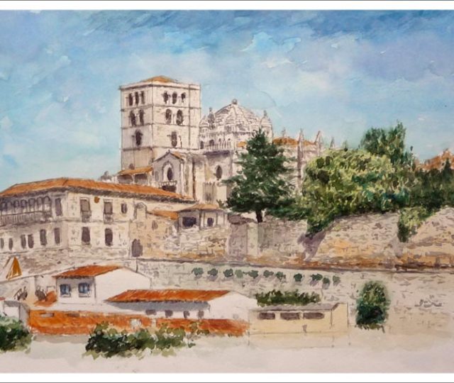 Acuarela de la Catedral de Zamora. Rubén de Luis
