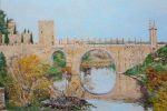 Cuadro al oleo del puente de Alcántara en Toledo pintado por Rubén de Luis