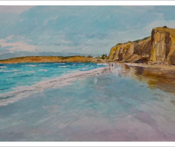 Acuarela de una playa de Conil del pintor Rubén de Luis