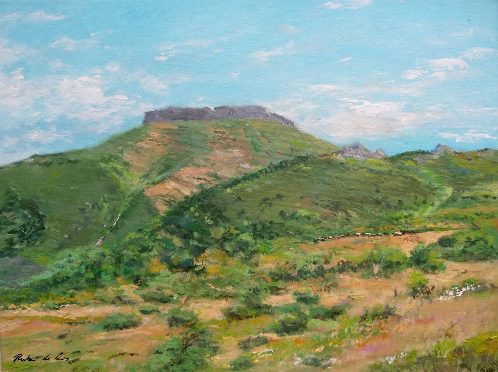 Cuadro al oleo de un paisaje de Peña Labra en Palencia