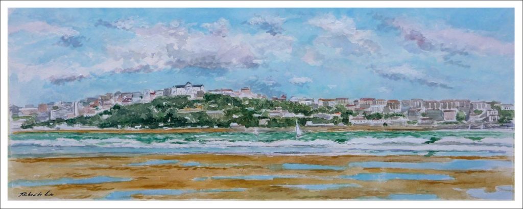 Acuarela de un paisaje de Santander del pintor Rubén de Luis