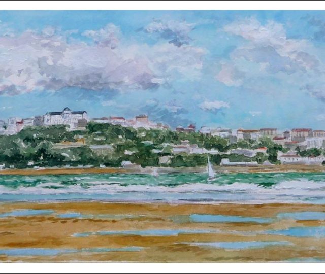Acuarela de un paisaje de Santander del pintor Rubén de Luis
