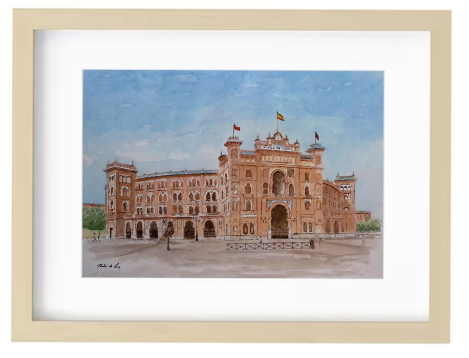 Cuadro en acuarela de la plaza de Toros de las Ventas, Madrid