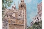 Acuarela de la Giralda en Sevilla realizada por Rubén de Luis