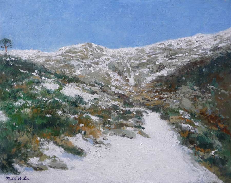 Cuadro de la laguna de Peñalara del pintor Rubén de Luis