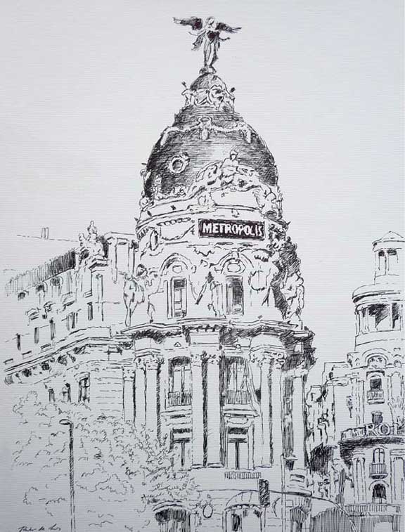 Dibujos a plumilla, lápiz, sanguina y pastel del pintor Rubén de Luis